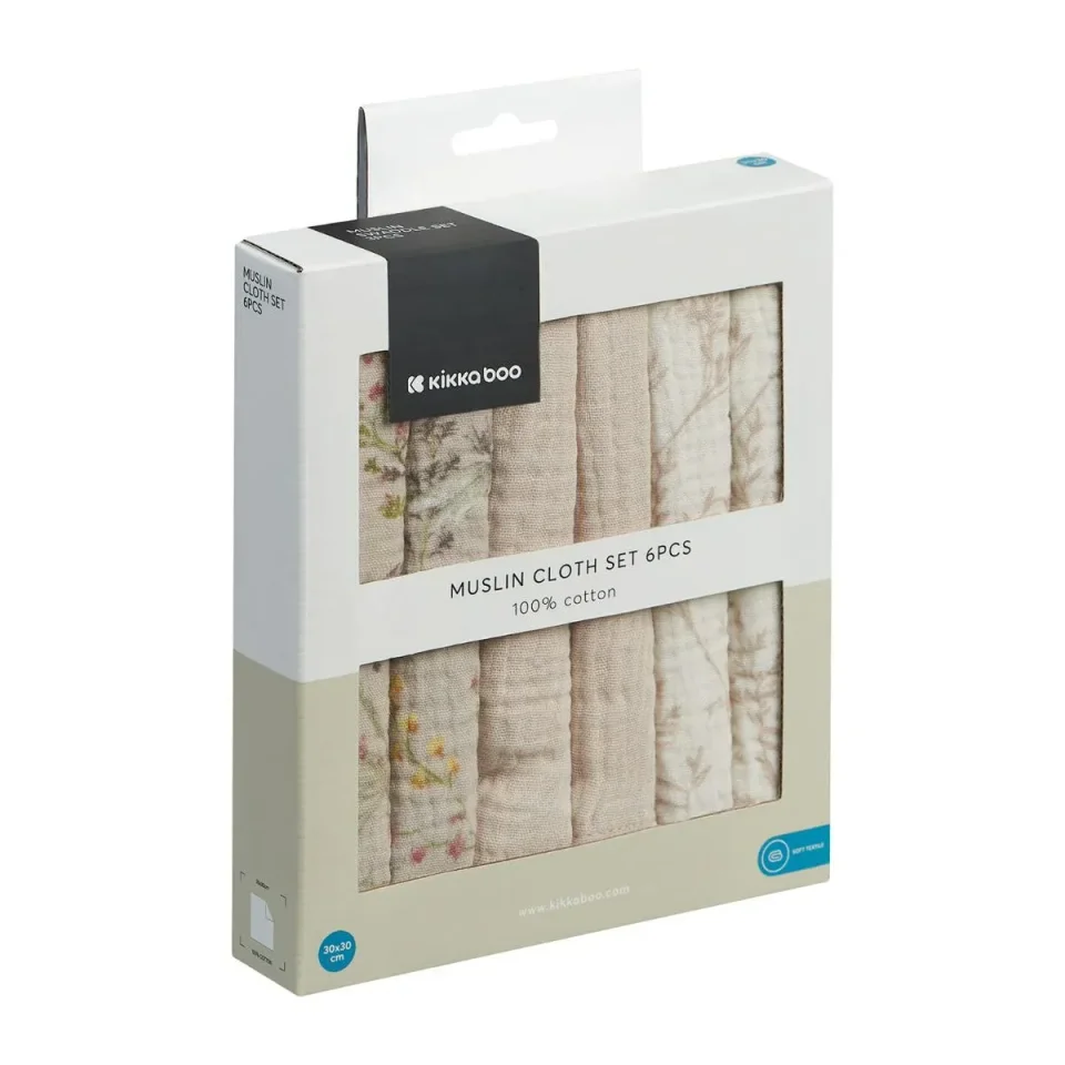 Batiste de muselina KikkaBoo Secret Garden Beige, 30x30 cm, 6 buc. foto