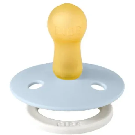 Suzeta rotunda din latex BIBS Glow Baby Blue (0-6 luni) foto