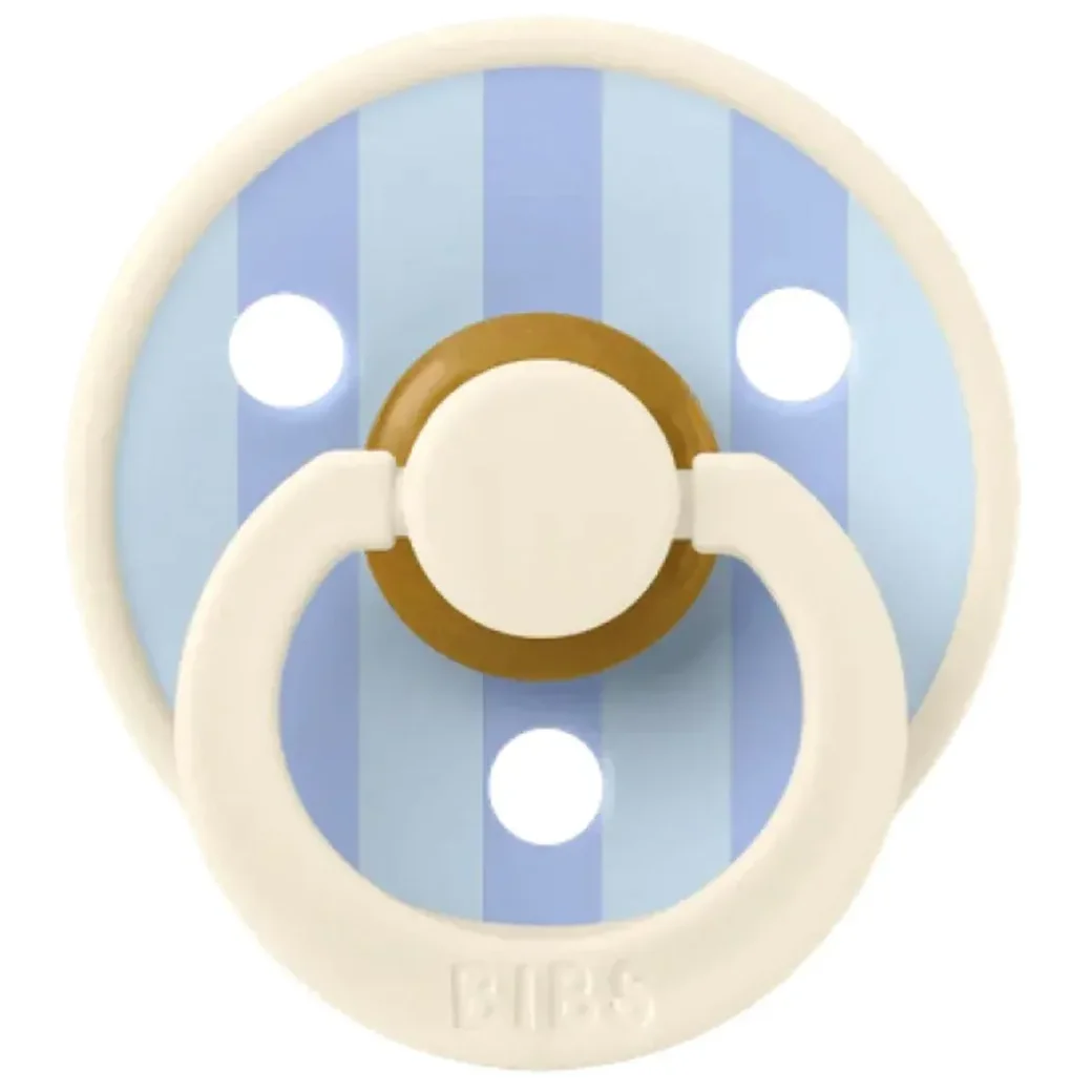 Пустышка круглая латексная BIBS Studio Colour Block - Ivory/Dusty Blue (6-18 мес.) foto