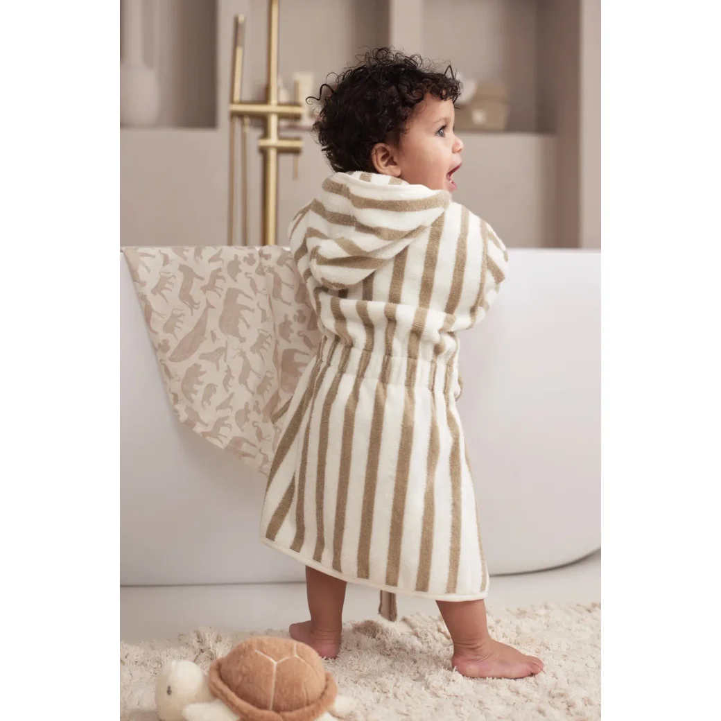 Halatel de baie Jollein Stripe Terry Olive Green GOTS (1-2 ani) foto