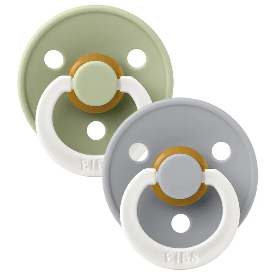 Set 2 suzete rotunde din latex BIBS Colour Glow Sage/Cloud (0-6 luni) foto