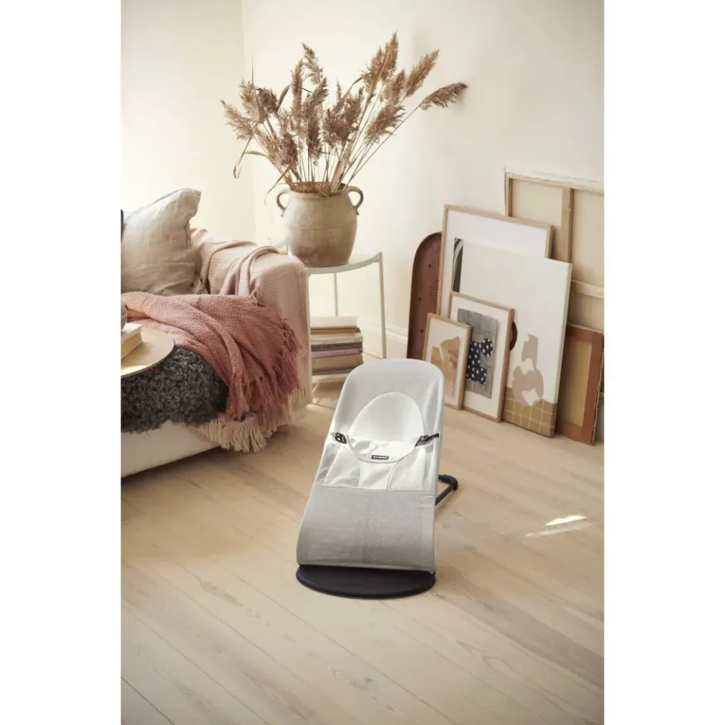 Balansoar BabyBjorn Balance Silver White, Mesh foto