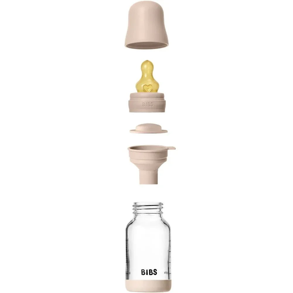 Стеклянная антиколиковая бутылочка BIBS Blush с латексной соской 0+ месяца, 120 мл foto