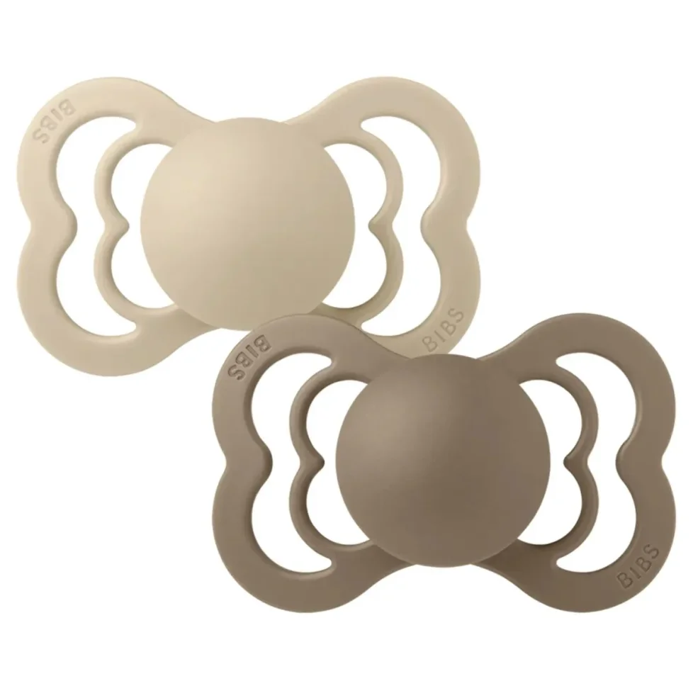 Set 2 suzete simetrice din latex BIBS Supreme Vanilla/Dark Oak (0-6 luni) foto