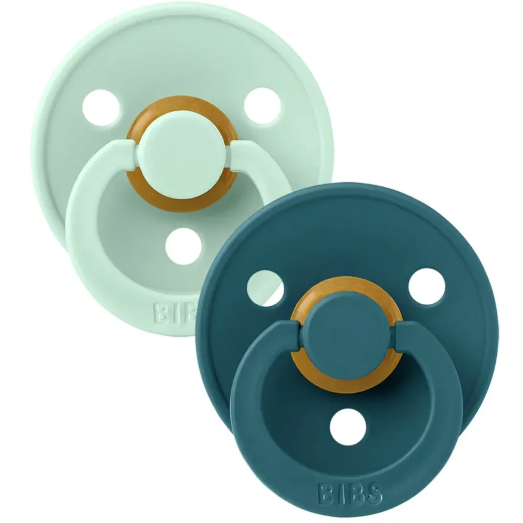 Set 2 suzete rotunde din latex BIBS Colour Nordic Mint/Forest Lake (6-18 luni) foto