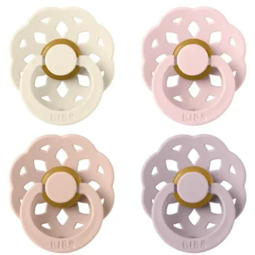Set 4 suzete rotunde din latex BIBS Boheme Ivory/Blush/Blossom/Dusky Lilac (0-6 luni) foto