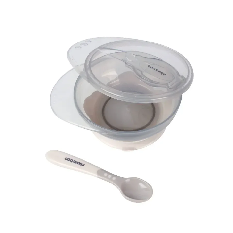 Castron cu ventuza si lingura KikkaBoo Beige, 250 ml foto