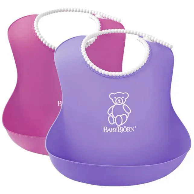 Комплект нагрудников BabyBjorn Soft Bib Pink/Purple, 2 шт. foto