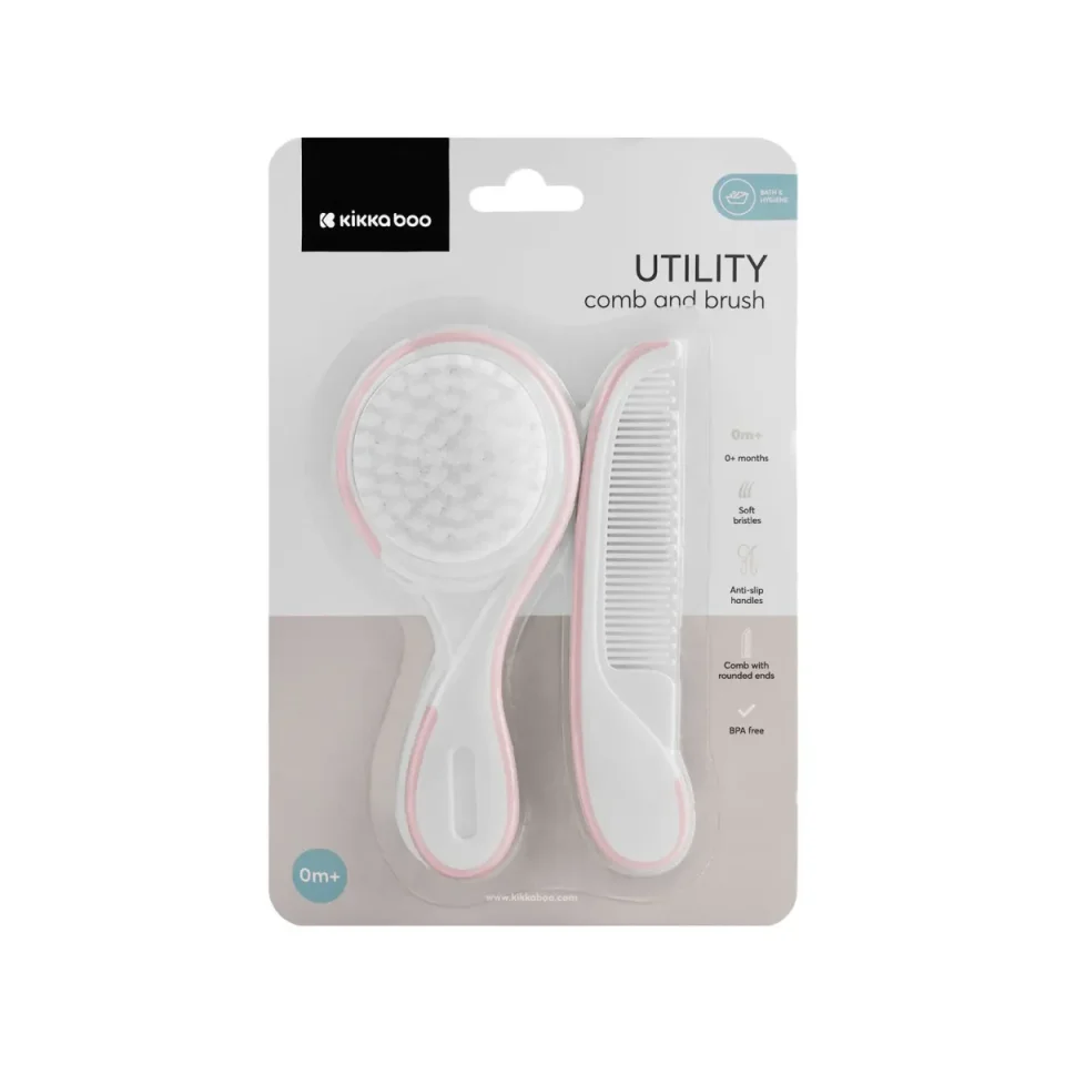Pieptene si perie KikkaBoo Utility Pink foto