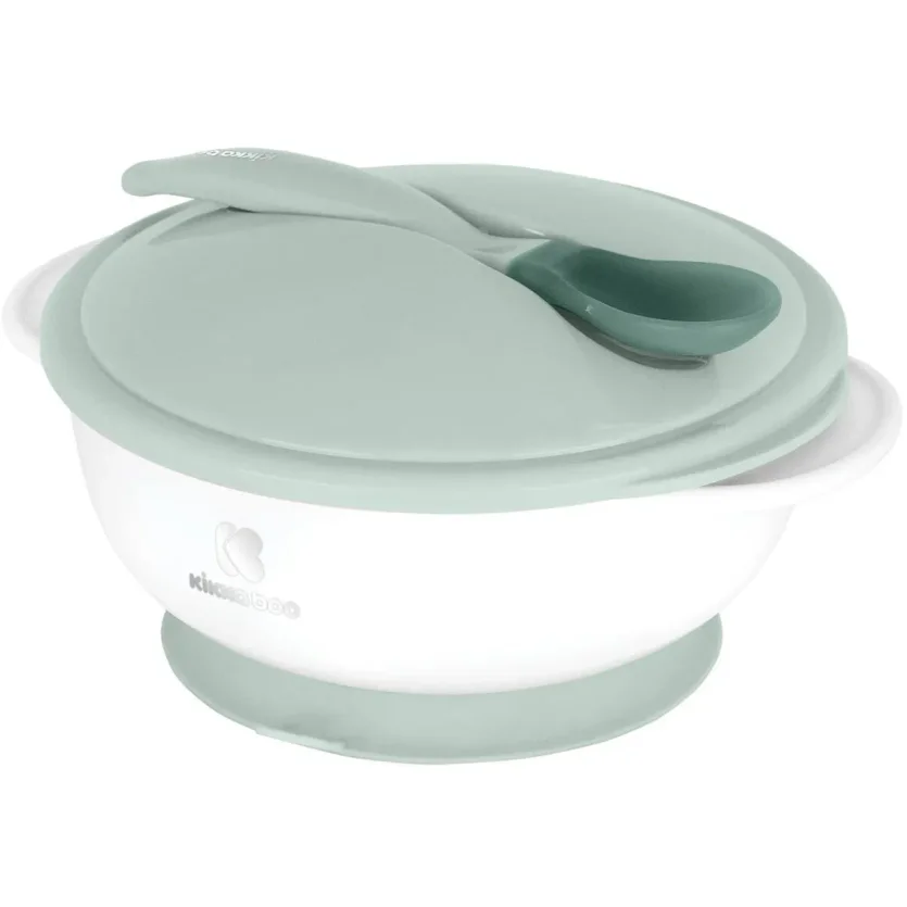Set castron cu ventuza si lingurita cu senzor de temperatura KikkaBoo Mint foto
