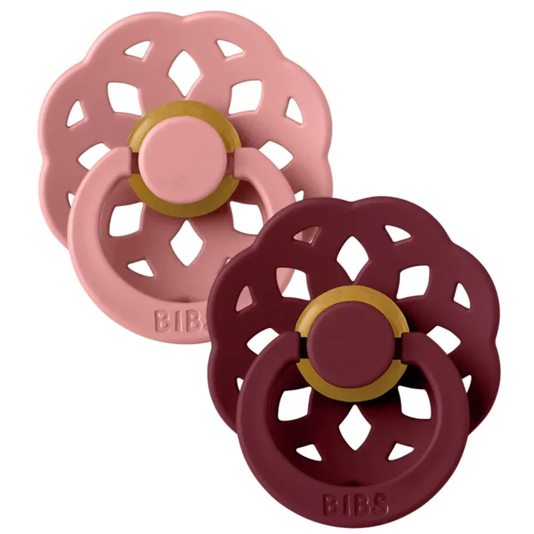 Набор из 2 круглых латексных пустышек BIBS Boheme Dusty Pink/Elderberry (6-18 мес.) foto
