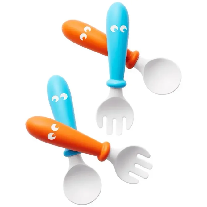 Set lingurite si furculite BabyBjorn Orange/Turquoise, 4 buc. foto