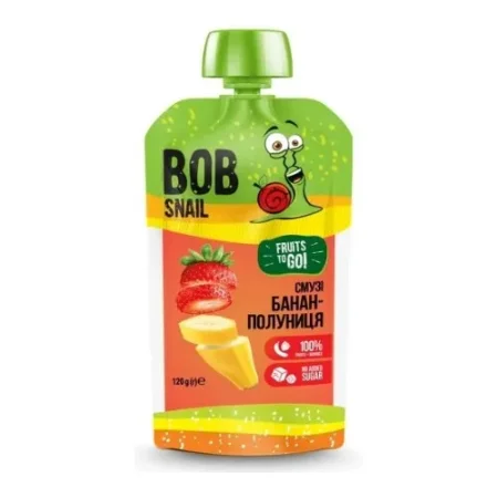 bob snail Пюре фруктово-ягодное "Смузи Банан-Клубника" (120 гр.)