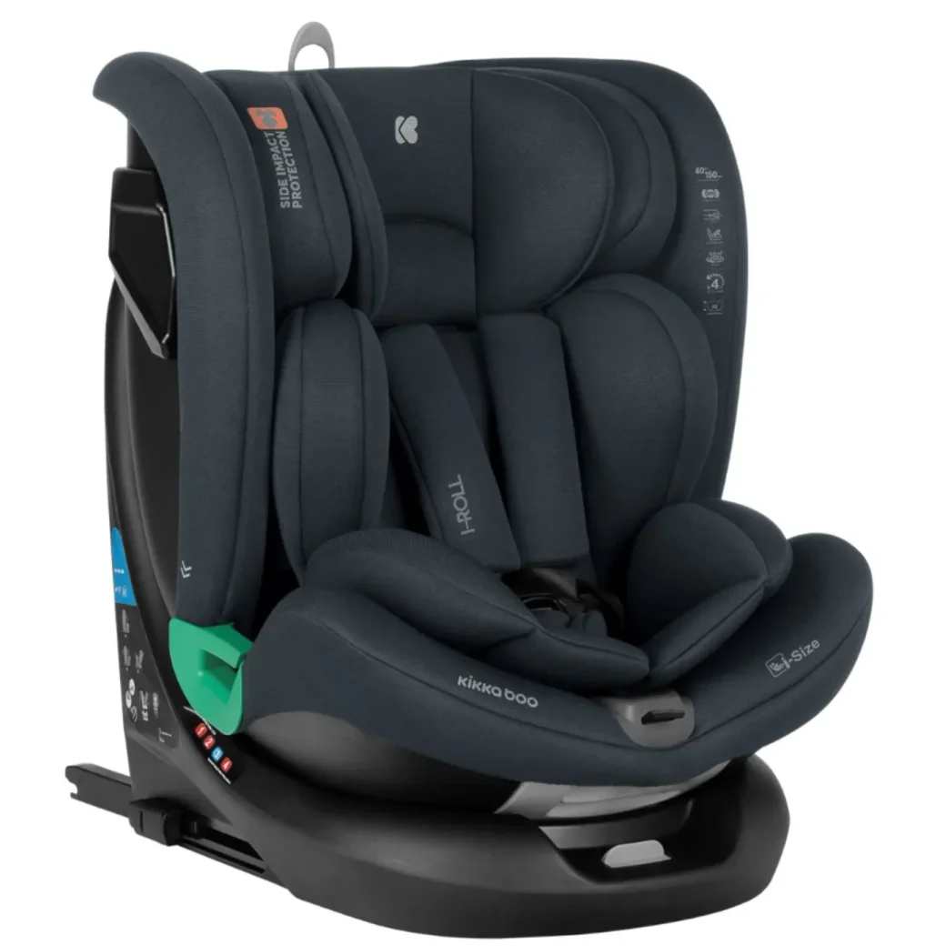 Вращающееся автокресло с изофиксом KikkaBoo i-Roll Dark Grey, 40-150 см foto