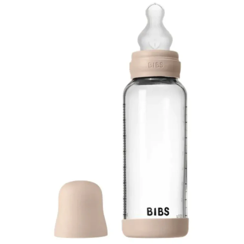 Стеклянная антиколиковая бутылочка BIBS Blush с силиконовой соской 3+ мес, 240 мл foto