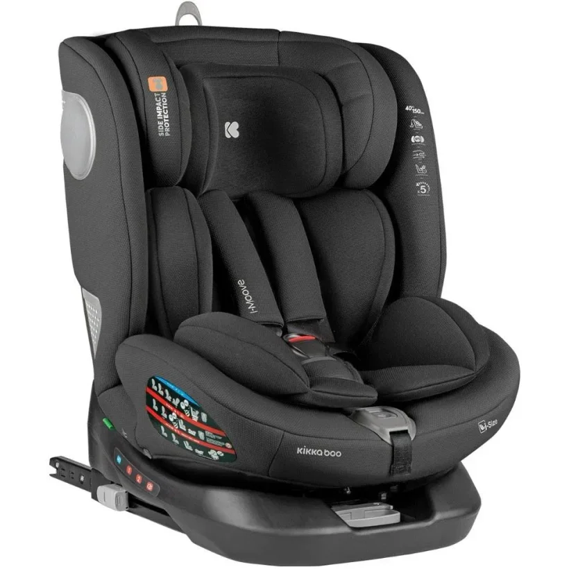 Вращающееся автокресло с изофиксом KikkaBoo i-Moove Black, 40-150 см foto