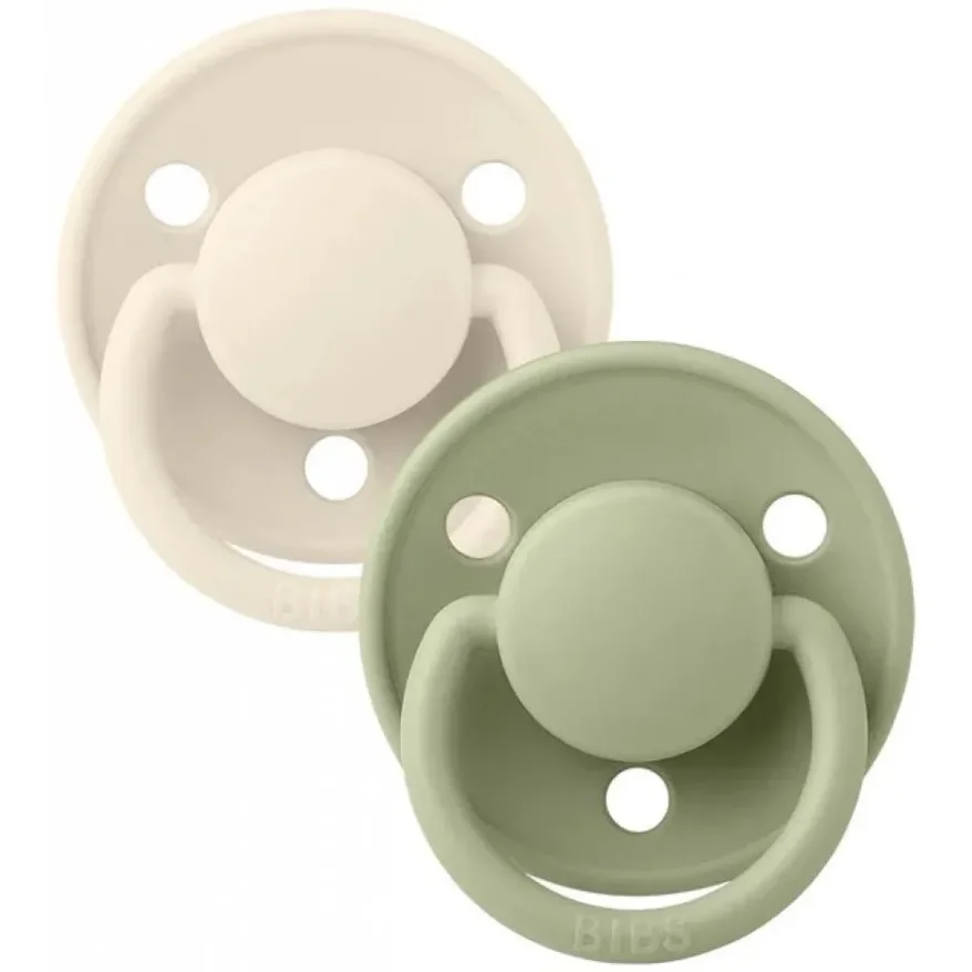 Set 2 suzete rotunde din silicon BIBS De lux Ivory/Sage (0-36 luni) foto