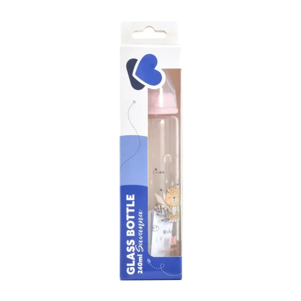 Стеклянная бутылочка KikkaBoo Savanna Pink, 240 мл foto