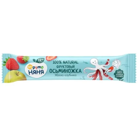 ФрутоНяня Фруктовые кусочки "Осьминожка" Яблоко-клубника (12 м+) 16 гр.