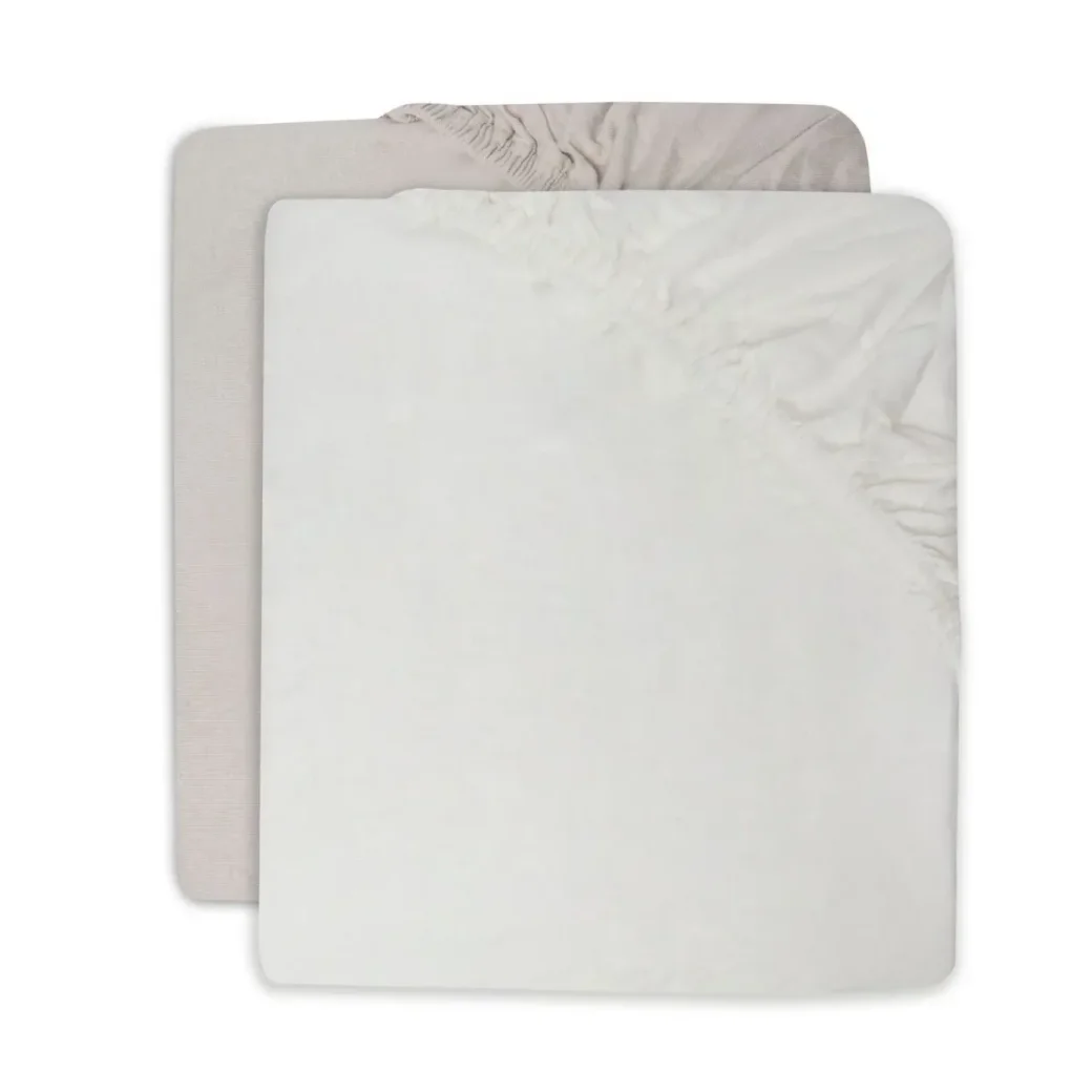 Простыня на резинке Jollein Jersey Ivory/Nougat, 120x60 см, 2 шт. foto