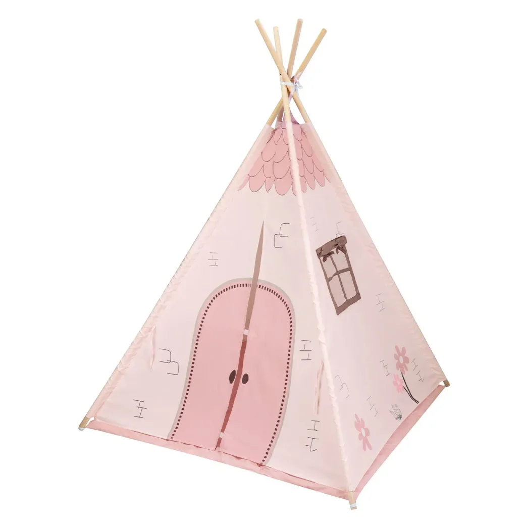 Cort TeePee KikkaBoo Pink House cu saltea foto