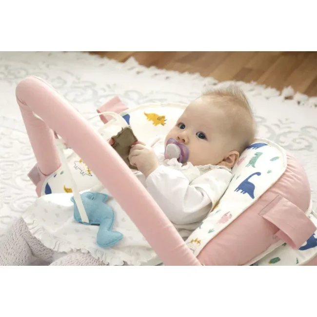 Saltea multifunctionala BabyJem Sit and Play Roz cu bara de jucarii foto