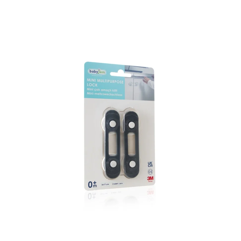 Set 2 mini sigurante universale BabyJem Anthracite pentru usi si dulapuri