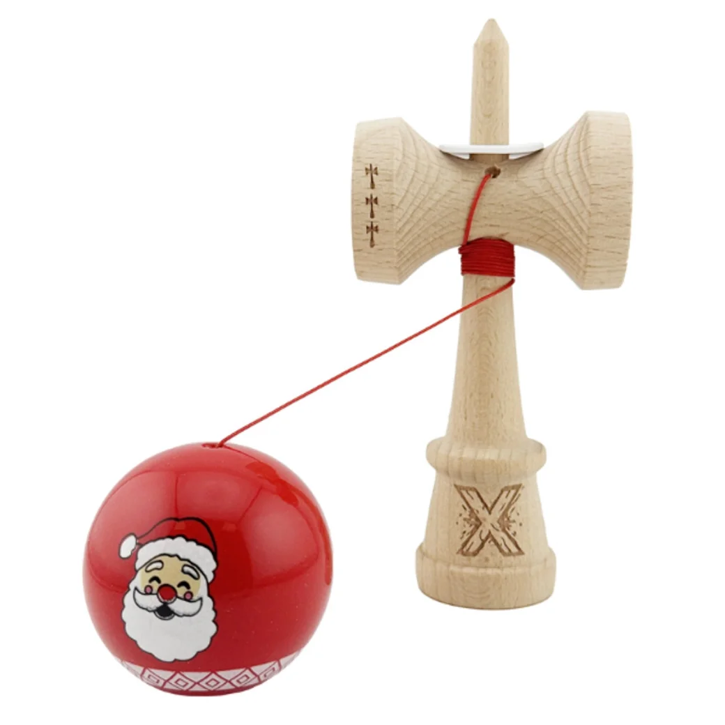 "Kendama Flippy X Original: Дед мороз", Профессиональная, Металлический Стержень, Веревка 55 см, Большие чашки, 7.5 x 6 x 18 см