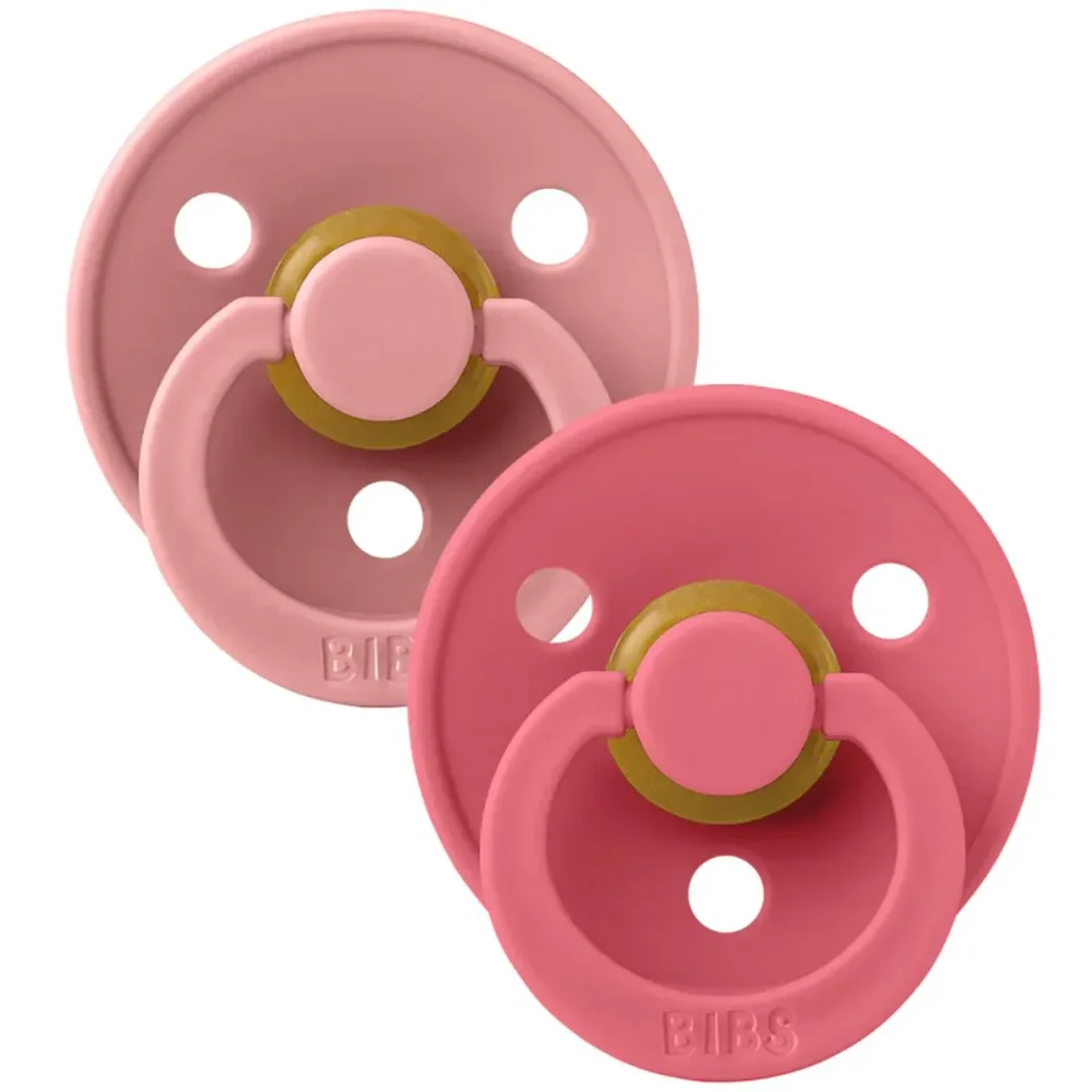 Set 2 suzete rotunde din latex BIBS Colour Dusty Pink/Coral (0-6 luni) foto