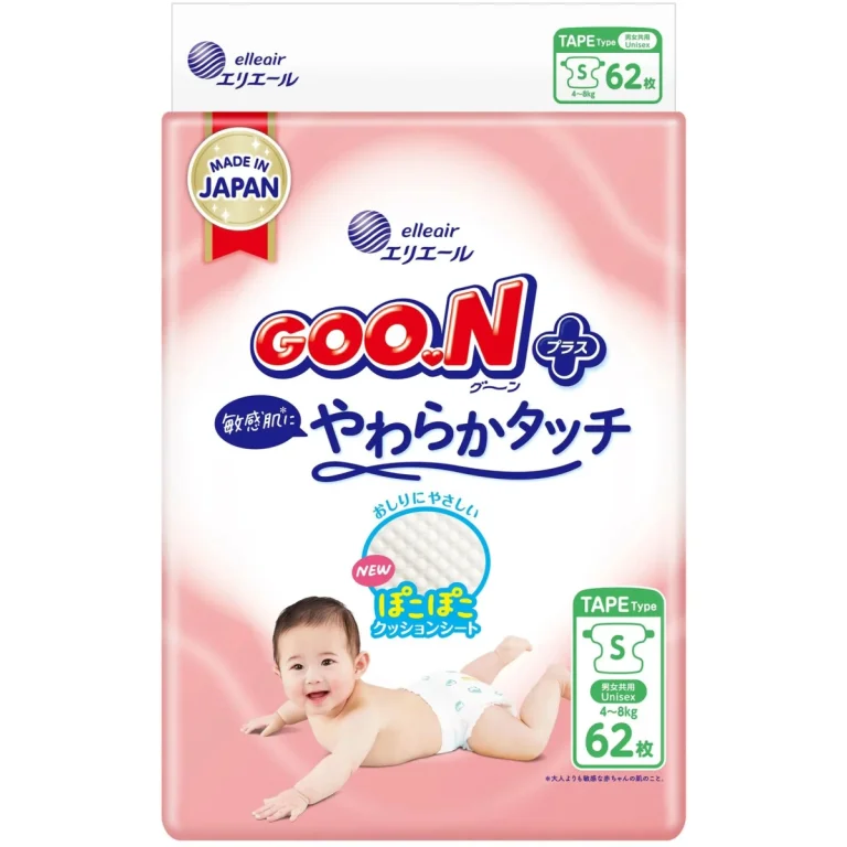Scutece GooN Plus marimea S (4-8 kg), 62 buc.