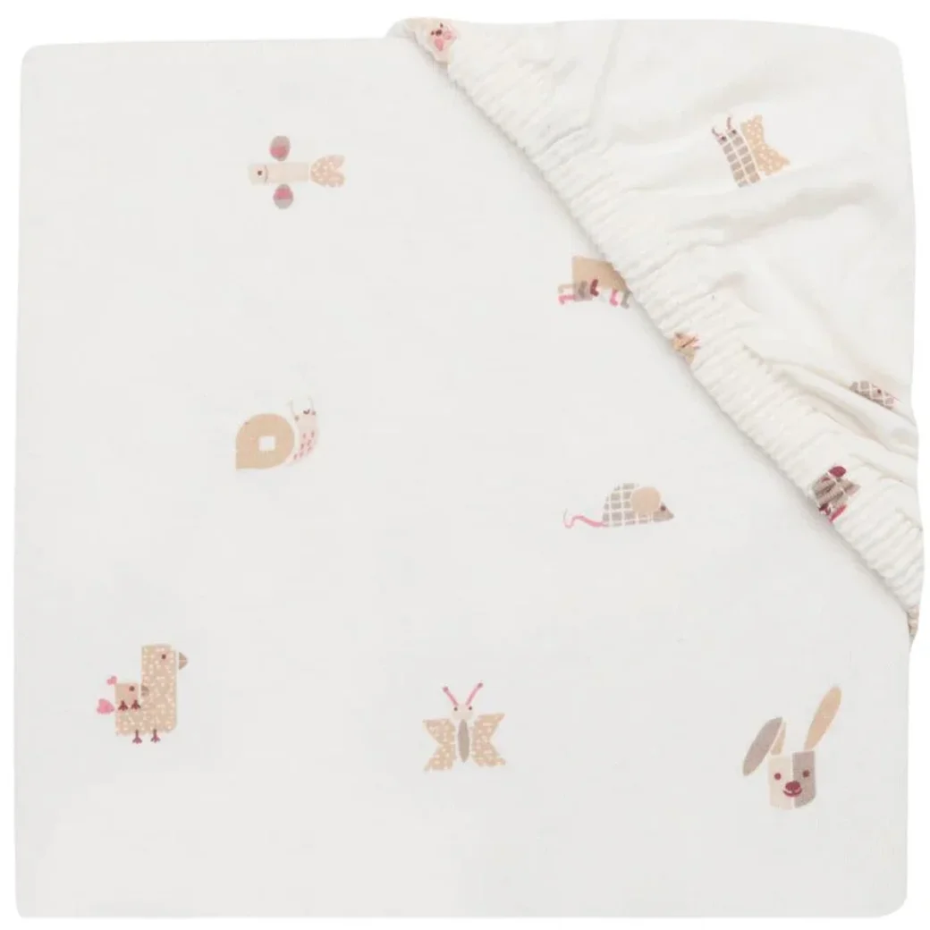 Простыня на резинке Jollein Jersey Animal Friends, 40/50x80/90 см