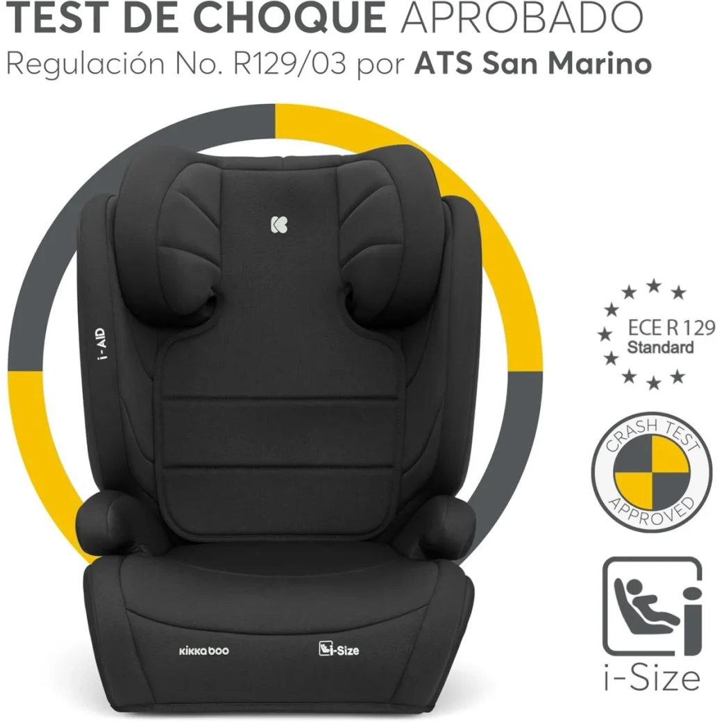 Scaun auto KikkaBoo i-Aid i-Size Dark Grey, 100-150 cm