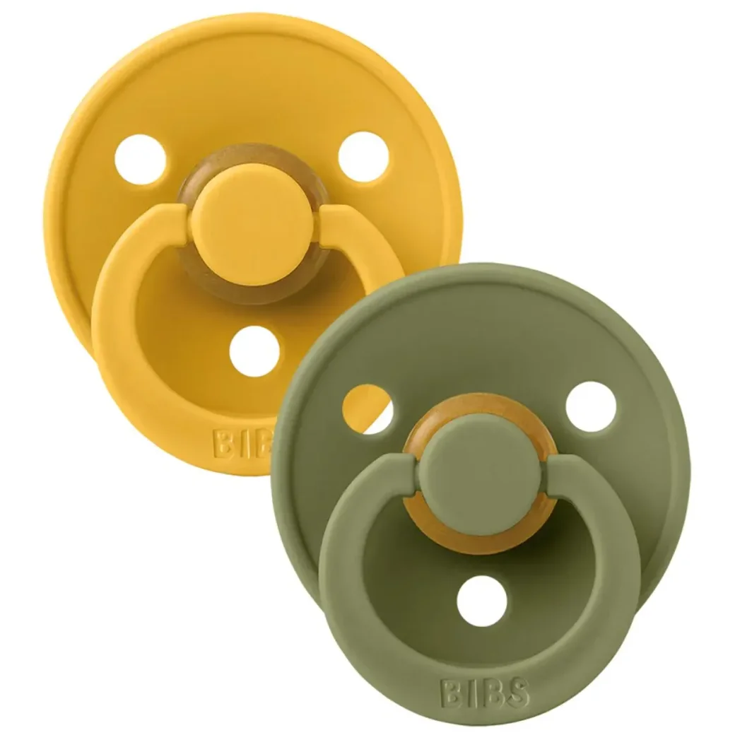 Set 2 suzete rotunde din latex BIBS Colour Honey Bee/Olive (0-6 luni) foto