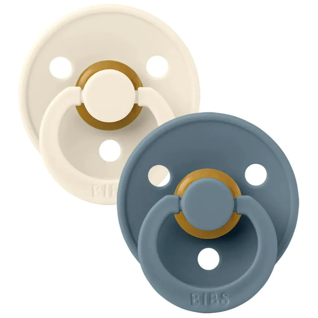 Set 2 suzete rotunde din latex BIBS Colour Ivory/Petrol (6-18 luni) foto