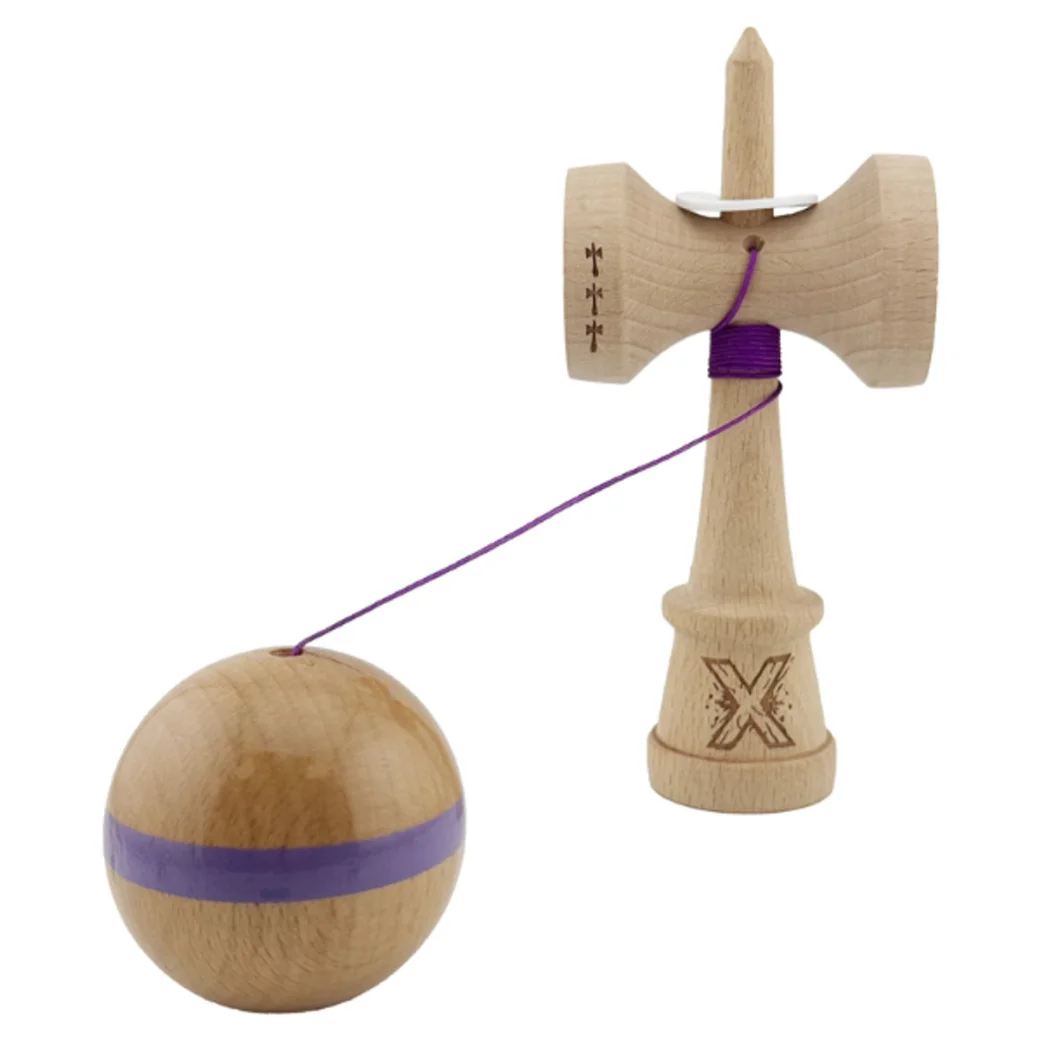 "Kendama Super Sticky X Original", металлический стержень, веревка 62/65 см, King size 7.5 x 6 x 18 см, фиолетовая