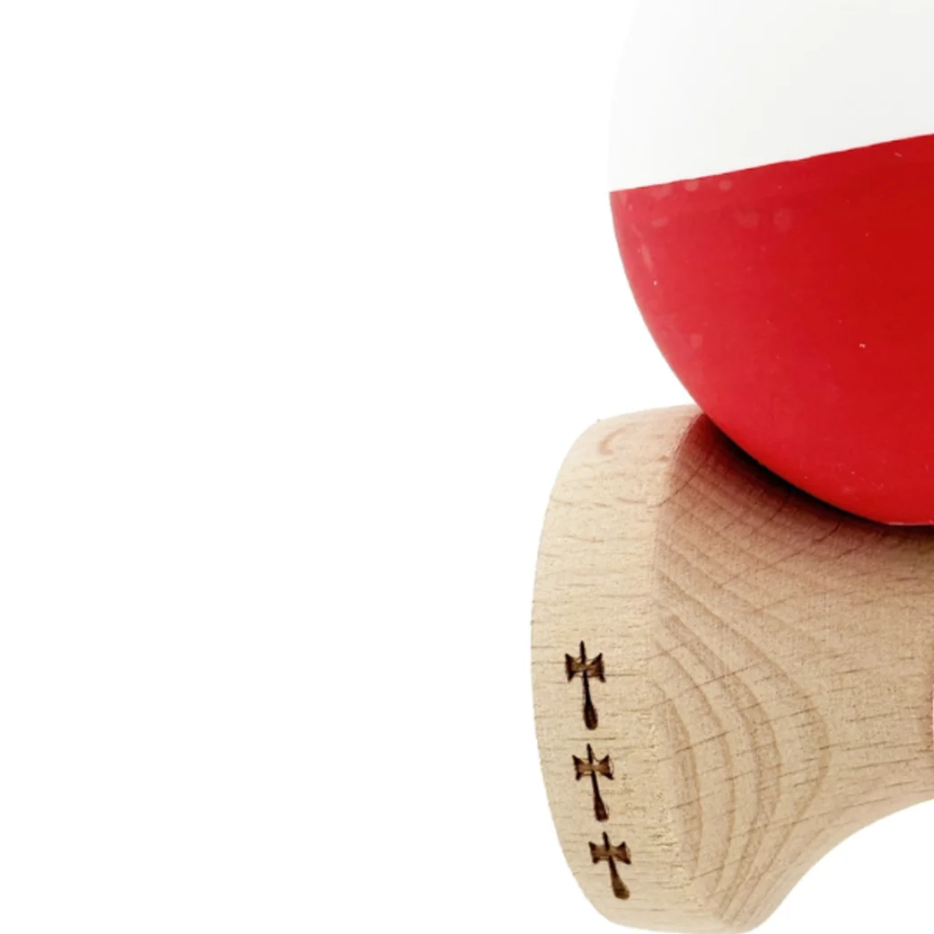 "Kendama X Original", Профессиональная, Flippy, Металлический стержень, Веревка 55 см, Большие Чашки, 7 x 6 x 18 см, бело-красная