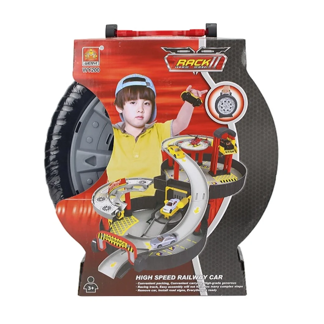 Wheel Track Station (w/ diecast: 2 cars, 1 helicopter) - Small