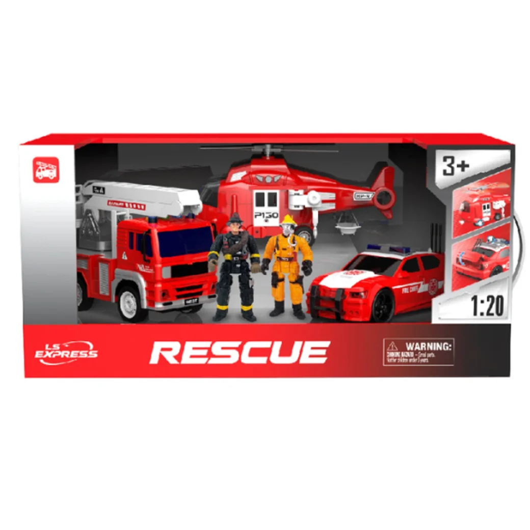 1:20 Set mașini de pompieri cu fricțiune (lumini /sunete)