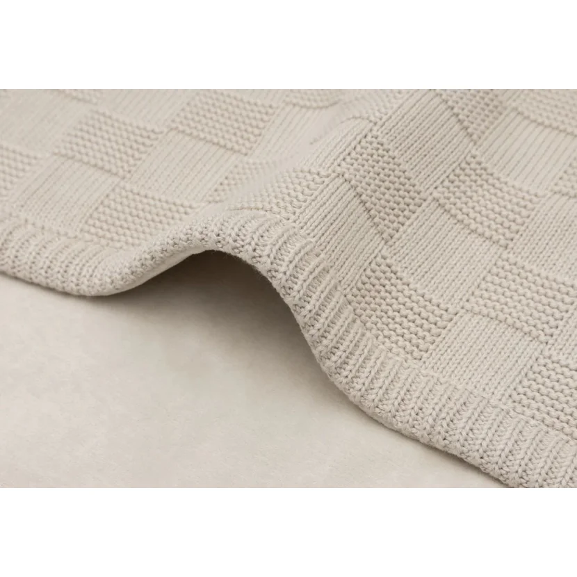 Плед Jollein Box Knit Warm Sand/Velvet GOTS, 75x100 см
