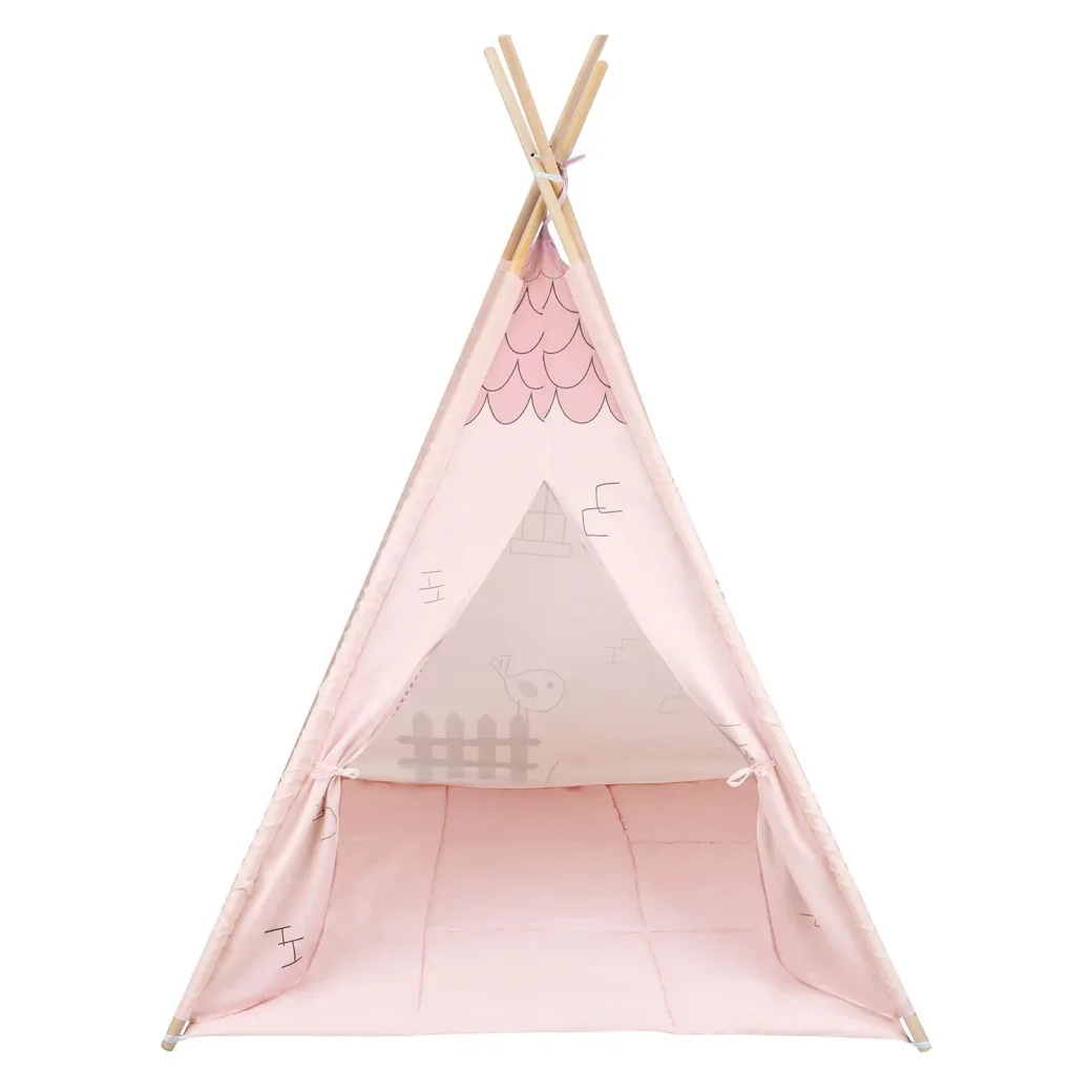 Cort TeePee KikkaBoo Pink House cu saltea foto