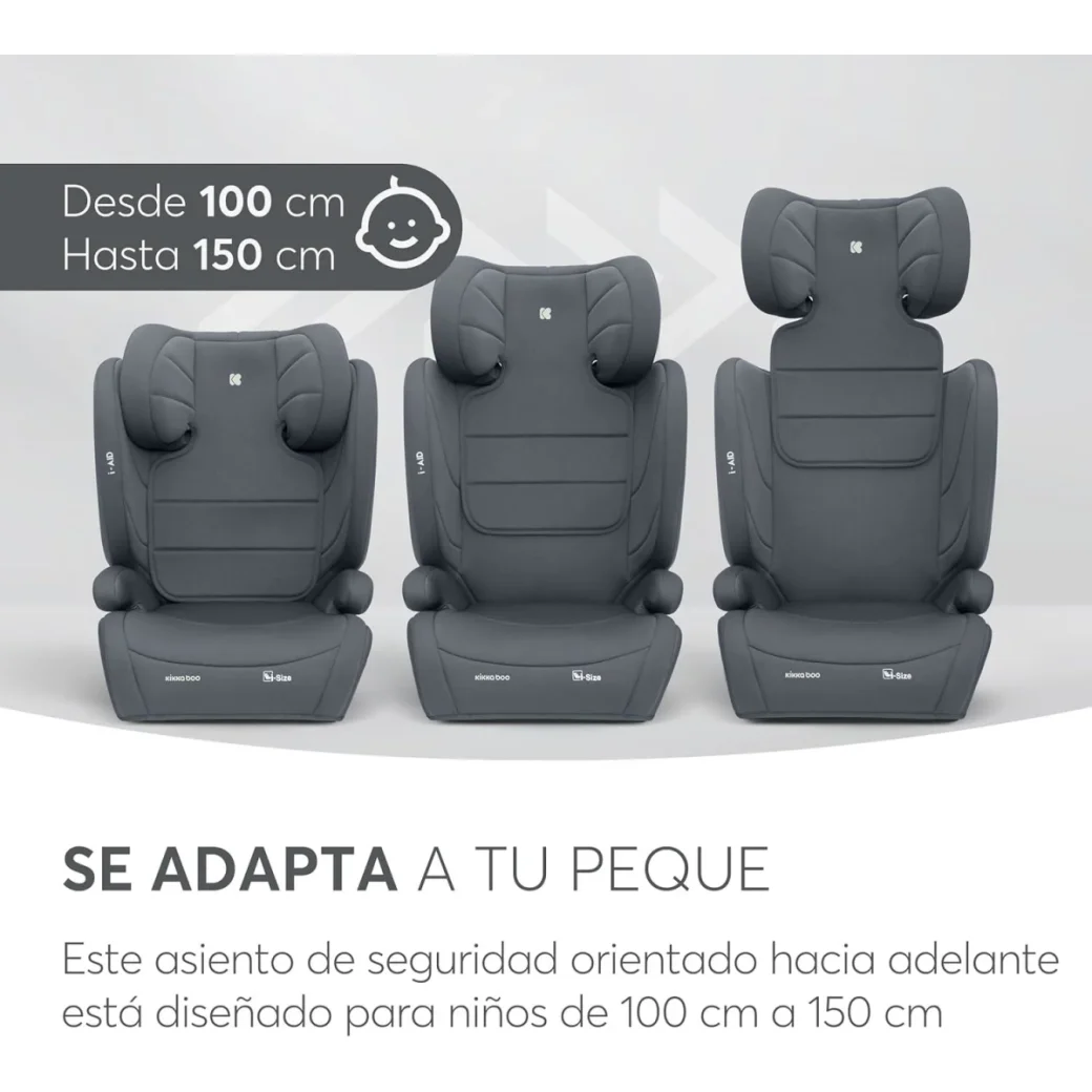 Scaun auto KikkaBoo i-Aid i-Size Dark Grey, 100-150 cm