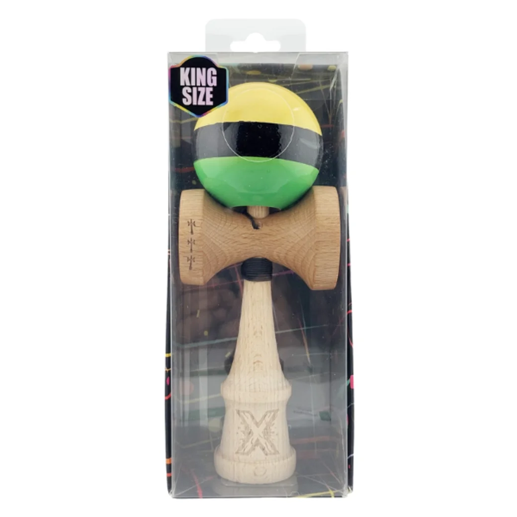"Kendama X Original", Profesionala, Flippy, Rulment Metalic, Ața 55 cm, Ultra aderent, Cupe Mari, 7 x 6 x 18 cm, tricolor
