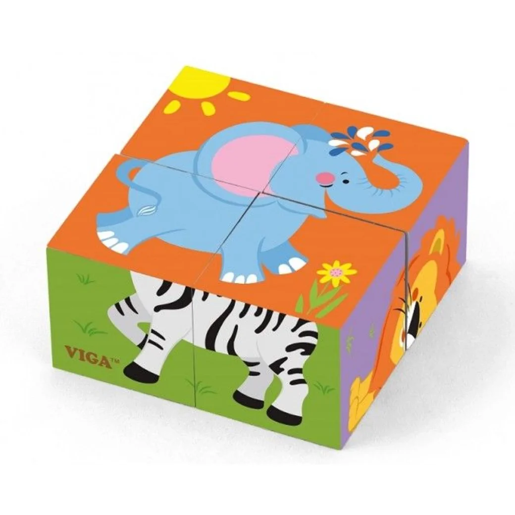 Puzzle-cuburi „Animale sălbatice”