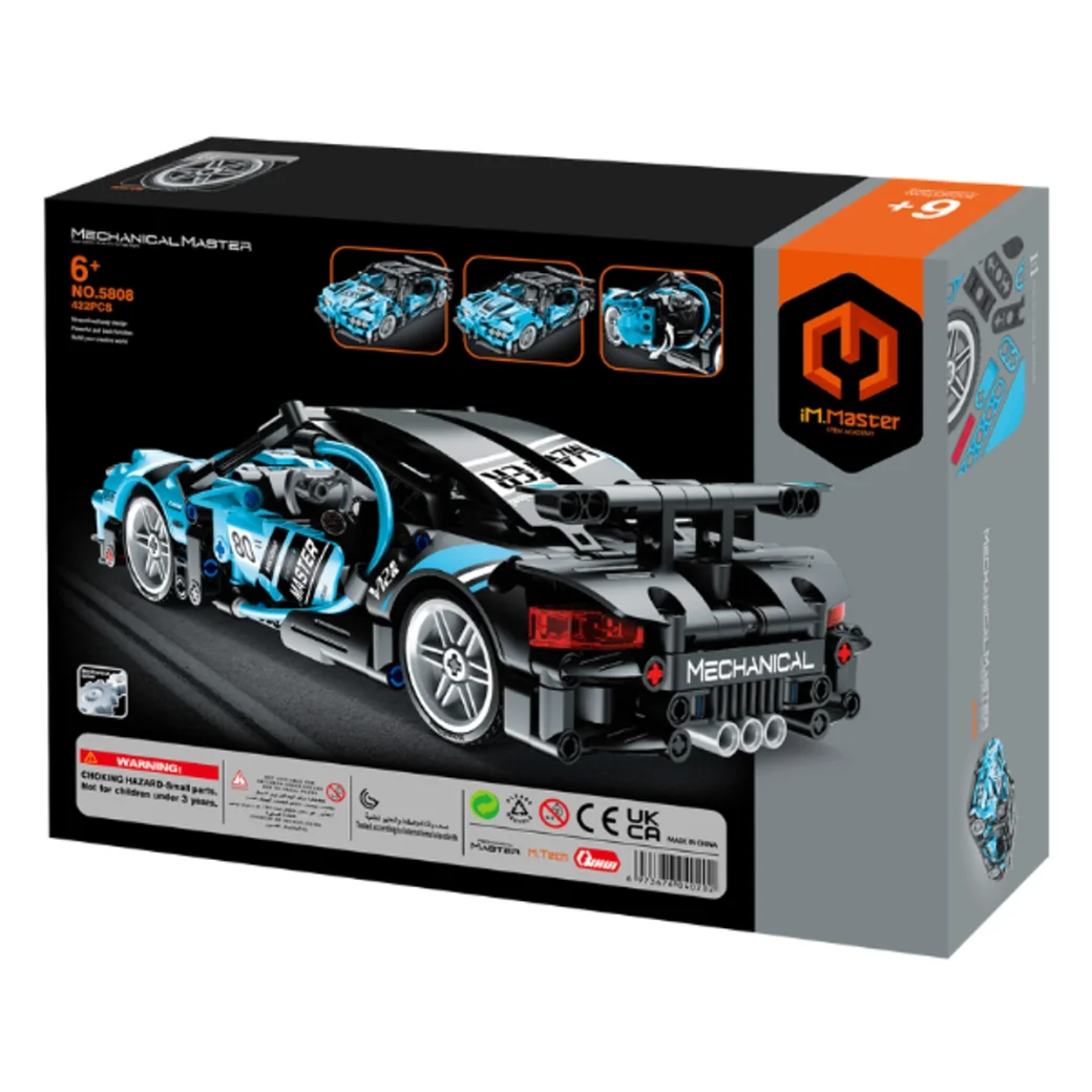 Set de construcție iM Master Mechanical Master „Supercar albastru”, cu inerție, 422 piese