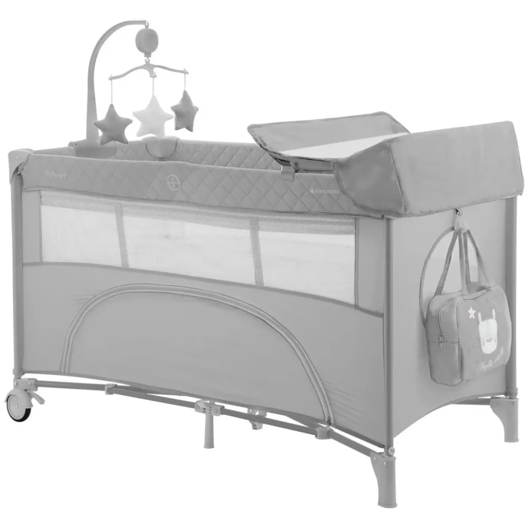 Patut pliabil cu 2 nivele KikkaBoo Nighty Night Grey foto