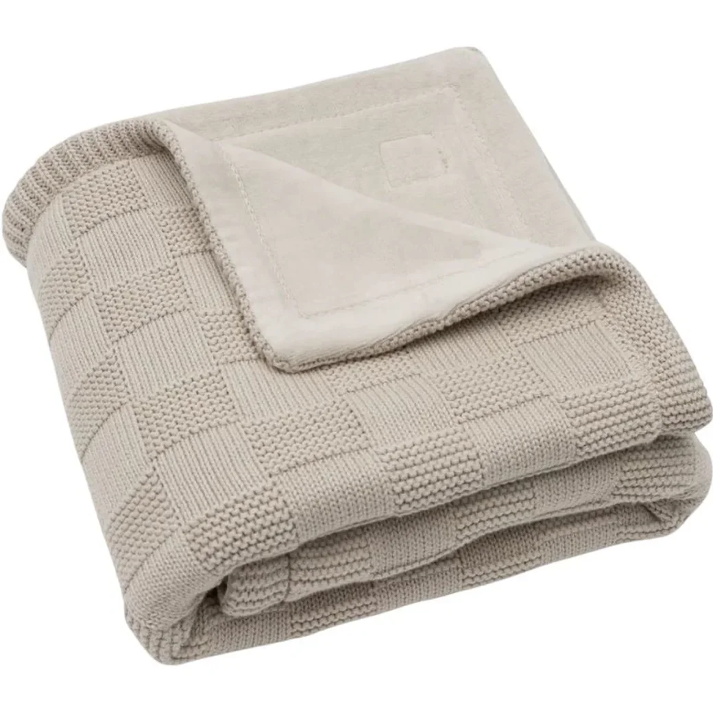 Плед Jollein Box Knit Warm Sand/Velvet GOTS, 75x100 см