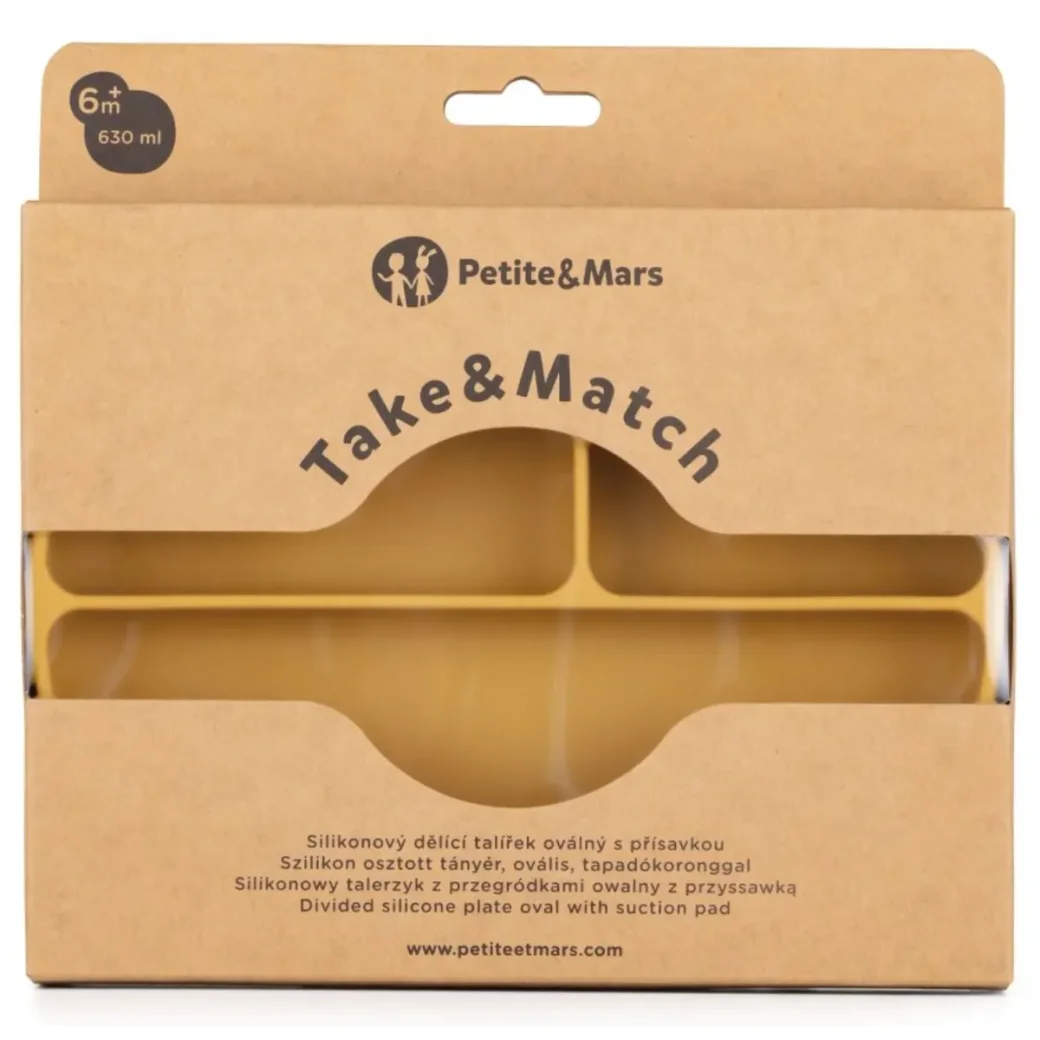 Farfurie compartimentata ovala din silicon Petite&Mars Take&Match Intense Ochre foto