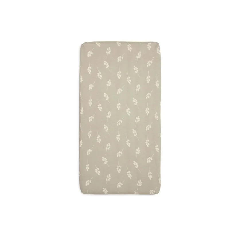 Простыня на резинке Jollein Jersey Twig Olive Green, 120x60 см