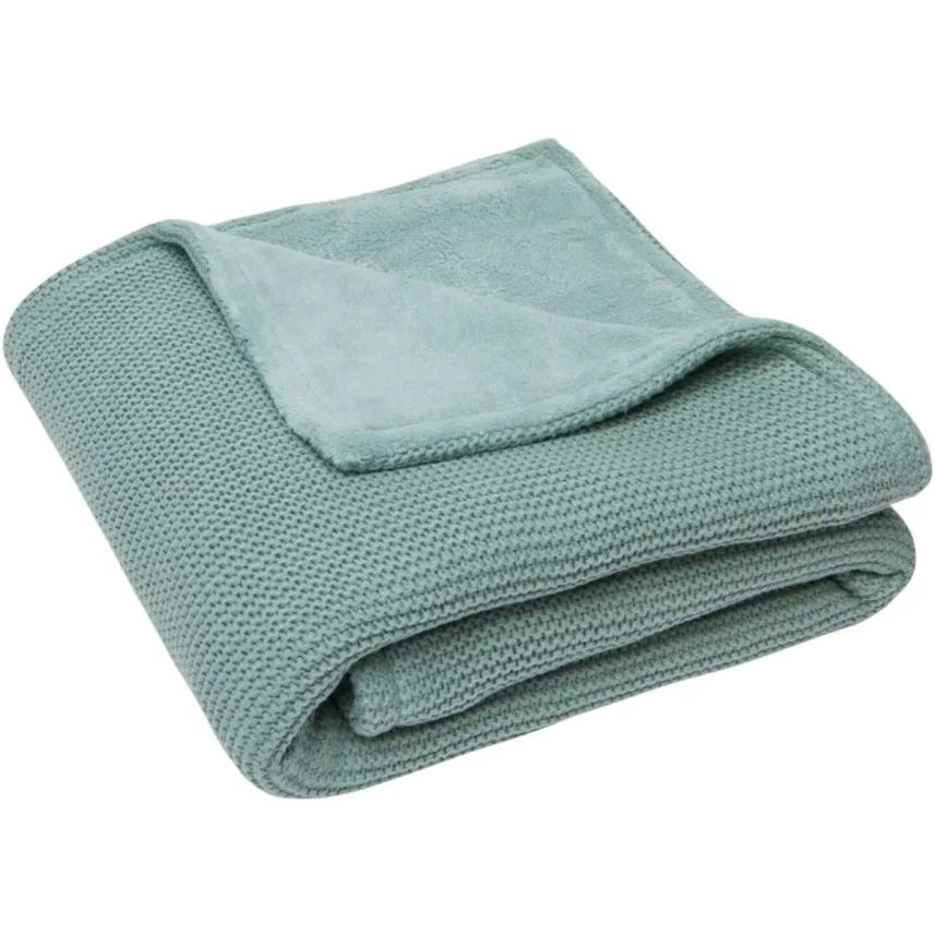 Paturica Jollein Basic Knit Forest Green/Fleece, 100x150 cm