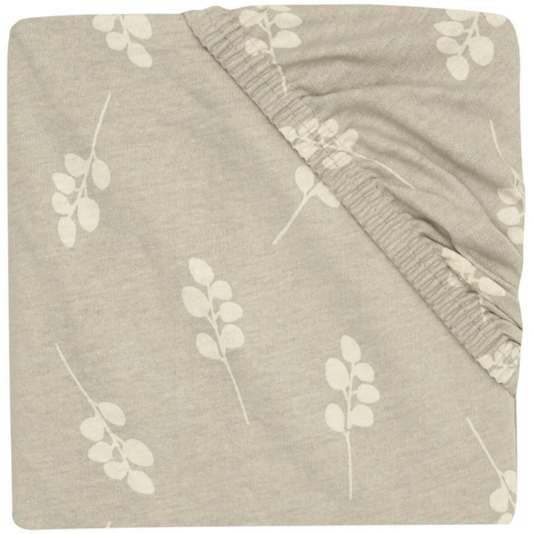 Простыня на резинке Jollein Jersey Twig Olive Green, 120x60 см